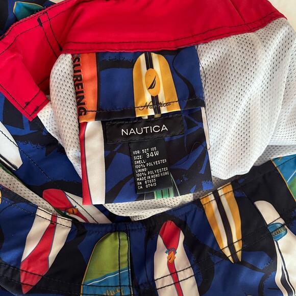 NWT Nautica Mens Swim Trunks Surf Board Print Shorts Size 34 Medium - Picture 4 of 6